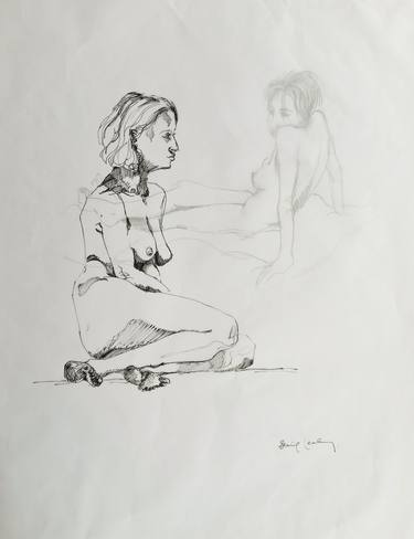 Original Figurative People Drawings by Bernie Leahy