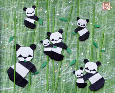 Panda Group in Bamboo Forest thumb