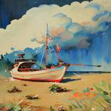With Certainty of Tides: Watercolor on Paper by Eric Buechel