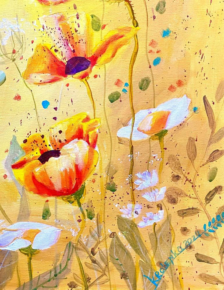 Original Color Field Painting Floral Painting by Alexandra Krasuska