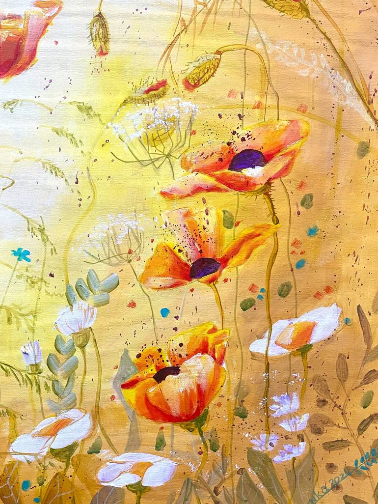 Original Color Field Painting Floral Painting by Alexandra Krasuska