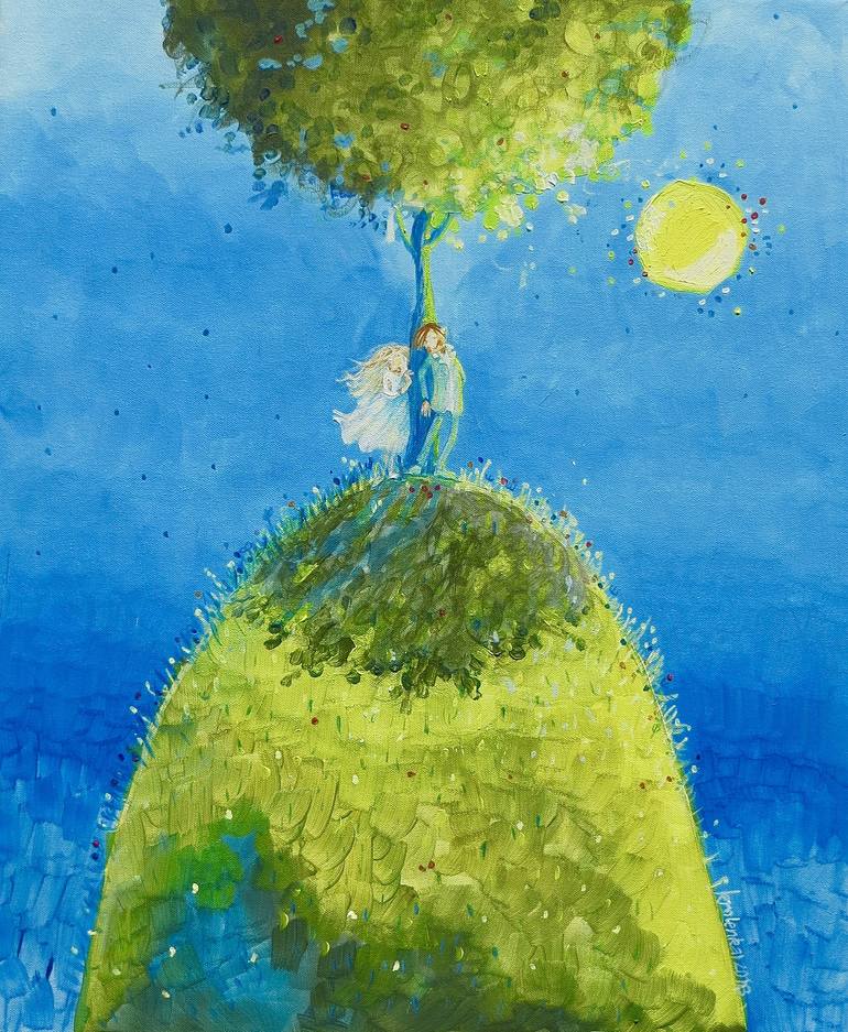 Original Love Painting by Alexandra Krasuska | Conceptual Art on Canvas | In the shadow of the good tree
