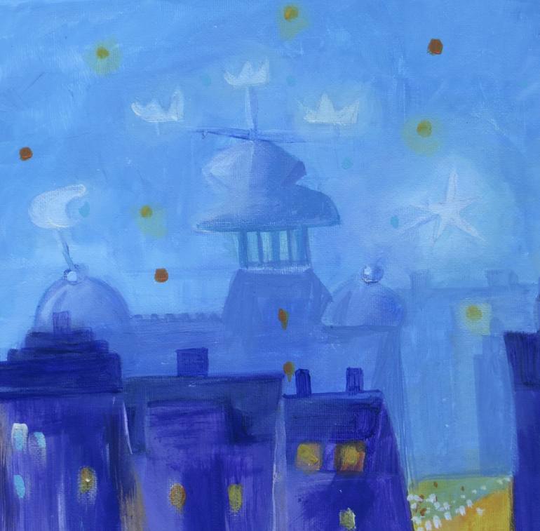 Original Expressionism Cities Painting by Alexandra Krasuska