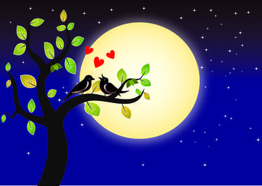 full moon night two bird loving movement - Limited Edition 1 of 1 thumb