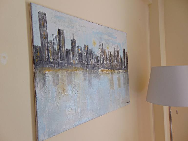 Original Abstract Cities Painting by Helena Cambeiro