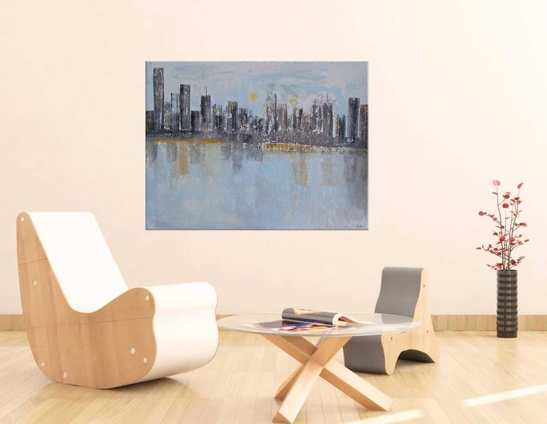 Original Abstract Cities Painting by Helena Cambeiro