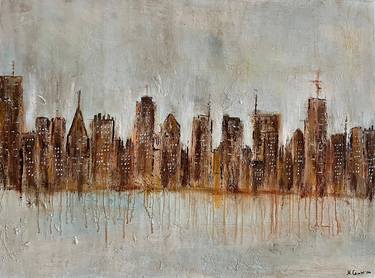 Original Abstract Cities Paintings by Helena Cambeiro