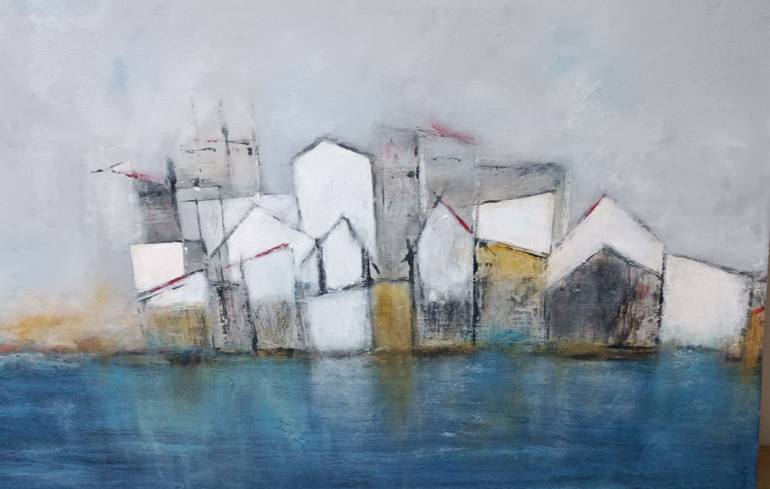 Original Abstract Architecture Painting by Helena Cambeiro