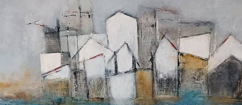 Original Abstract Architecture Painting by Helena Cambeiro