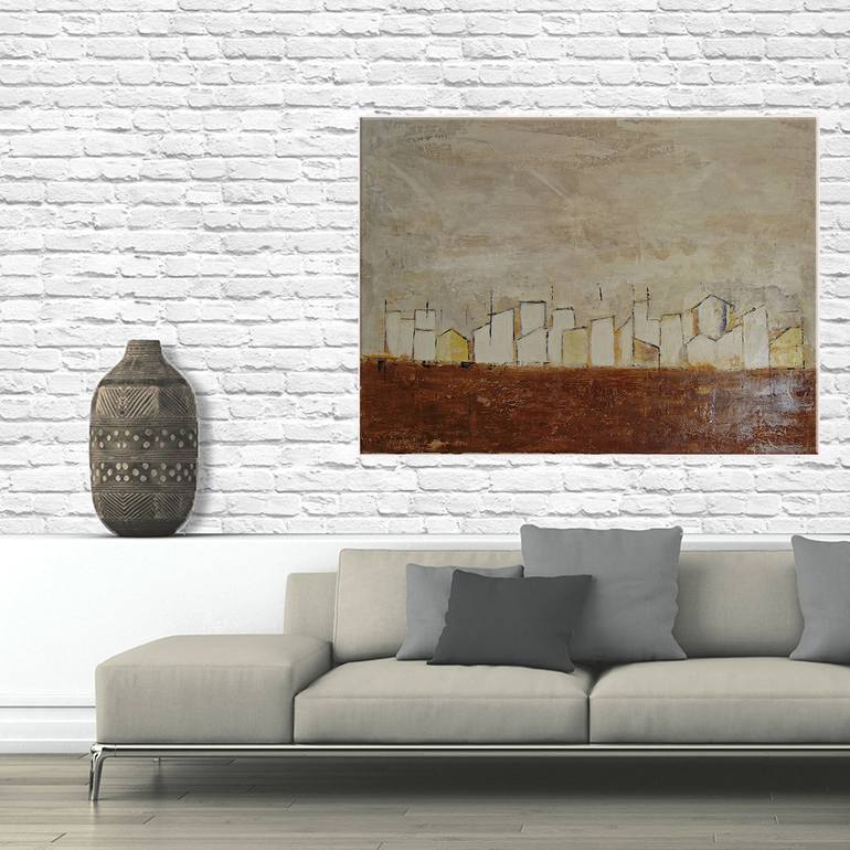 Original Abstract Architecture Painting by Helena Cambeiro