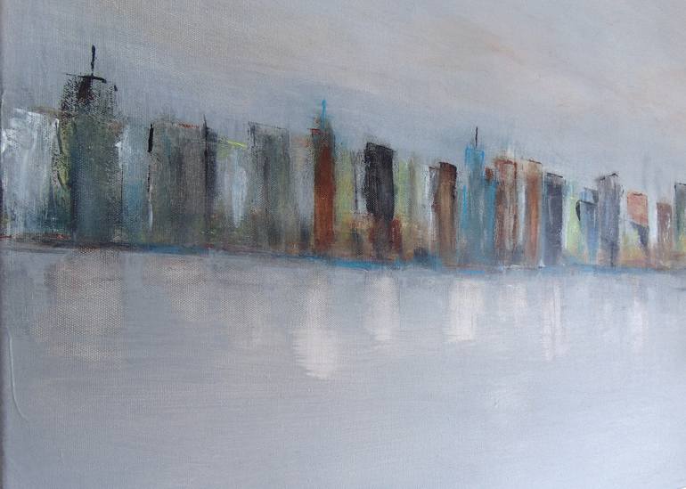 Original Abstract Cities Painting by Helena Cambeiro