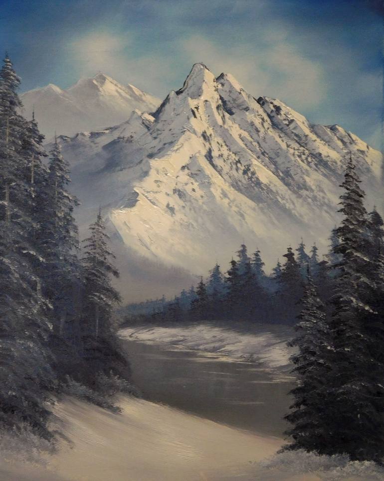 The Pines By The Mountains Painting By Christopher Herrin Saatchi Art