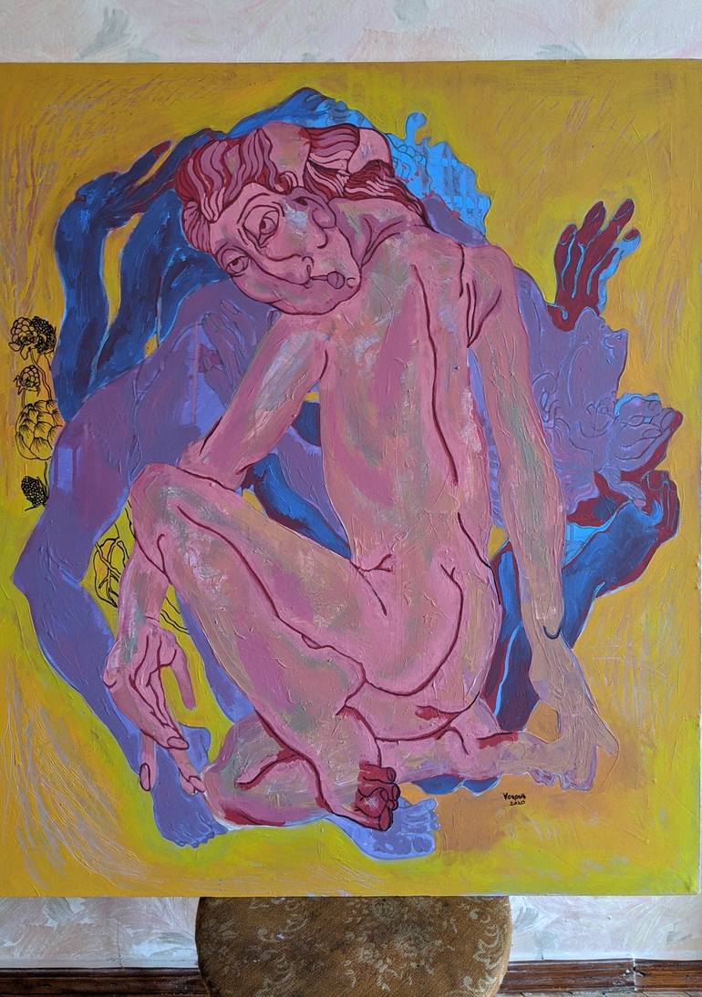 Original Expressionism Women Painting by Vorona Ecaterina