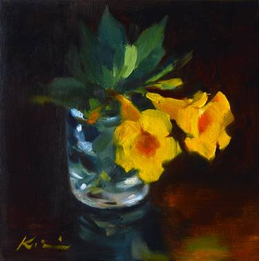 Yellow Flowers in Glass thumb