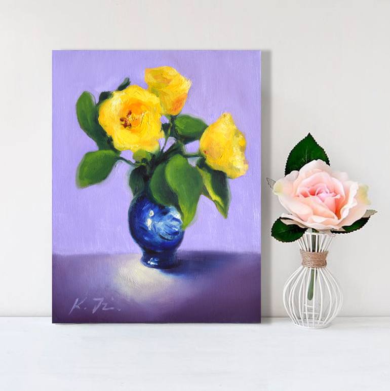 Original Impressionism Floral Painting by Katarina Vicenova