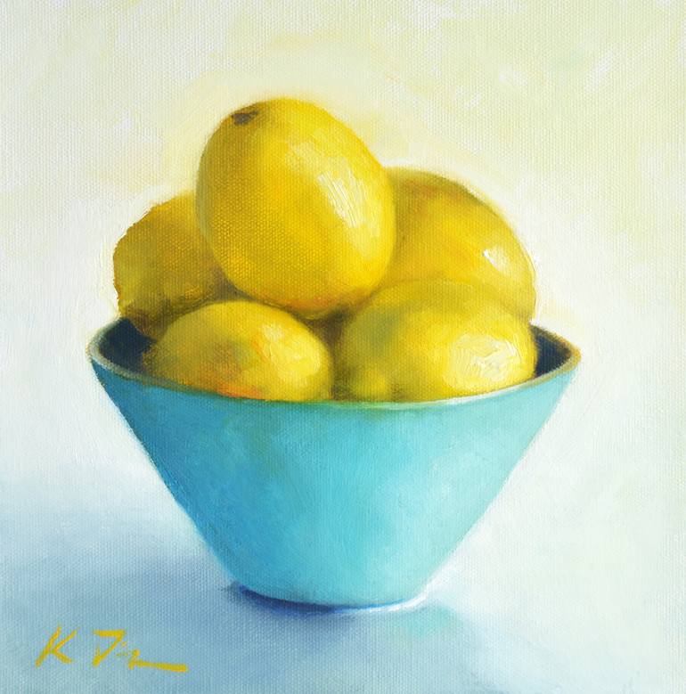 Bowl of Lemons watercolor painting