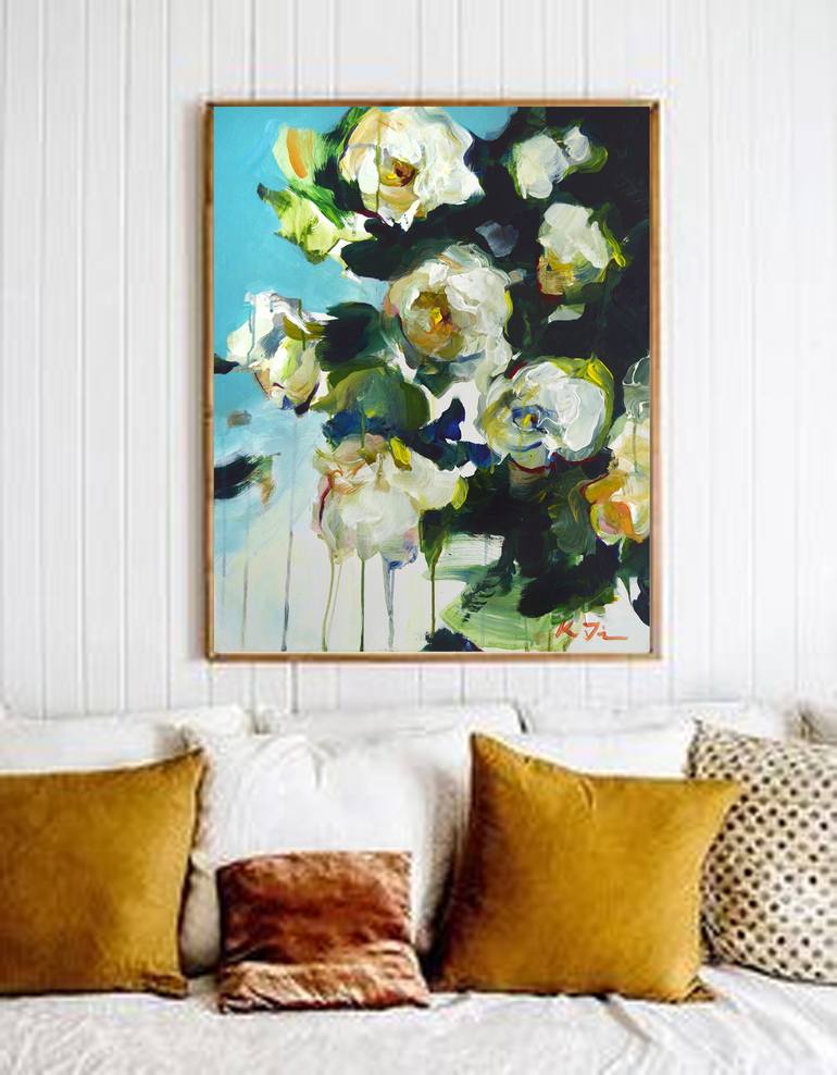 White Roses I Painting by Katarina Vicenova | Saatchi Art