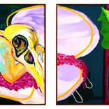 Dead bird on the sofa (diptych) by Debora Spera