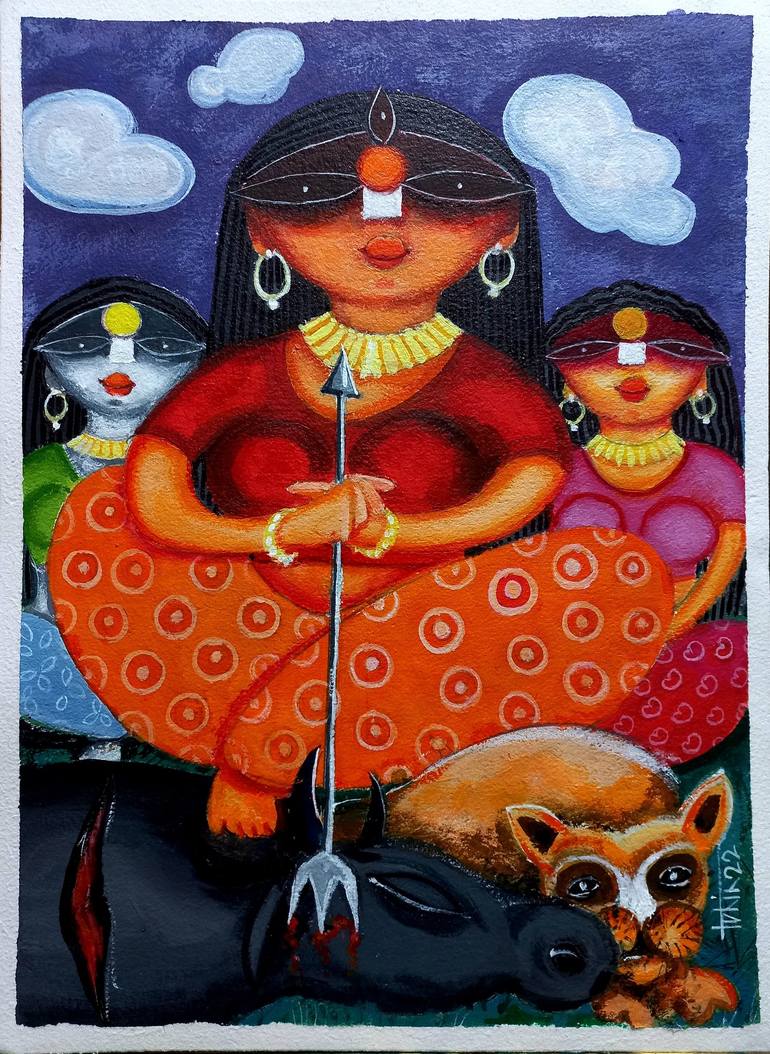 Original Fine Art Religious Painting by TUHIN RAKSHIT