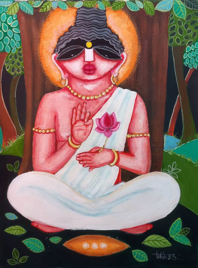 Original Fine Art Religious Painting by Tuhin Rakshit