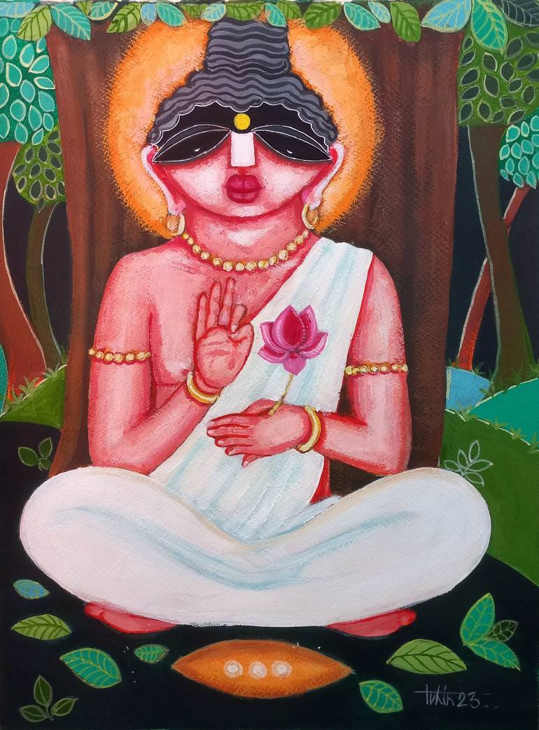 Original Fine Art Religious Painting by TUHIN RAKSHIT