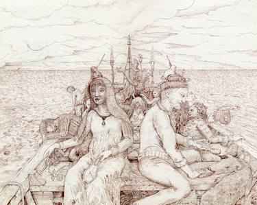 Original Figurative Seascape Drawings by Conrad Haberland