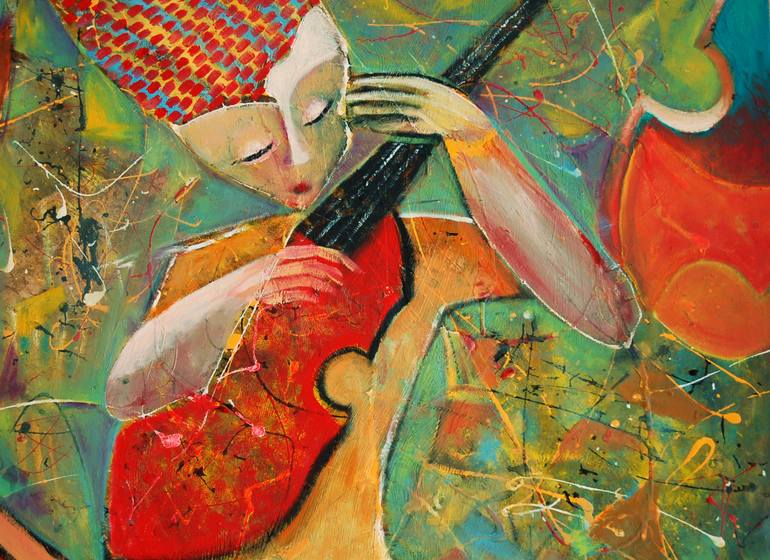 Original Art Nouveau Music Painting by Rolandas ButkevičIus