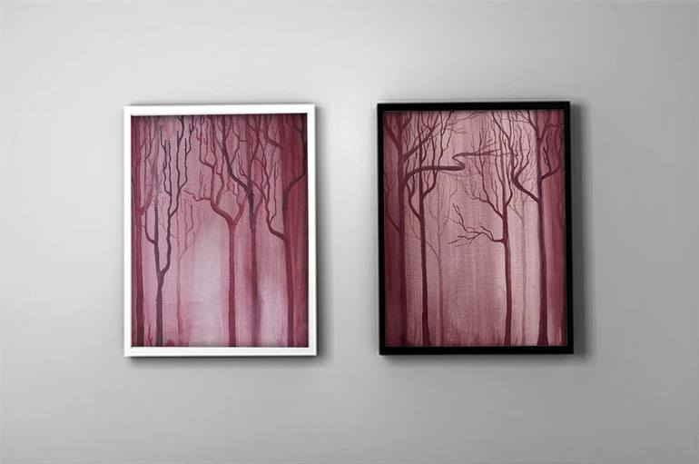 Original Minimalism Tree Painting by Eva Nev