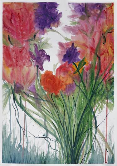 Original Abstract Botanic Paintings by Eva Nev