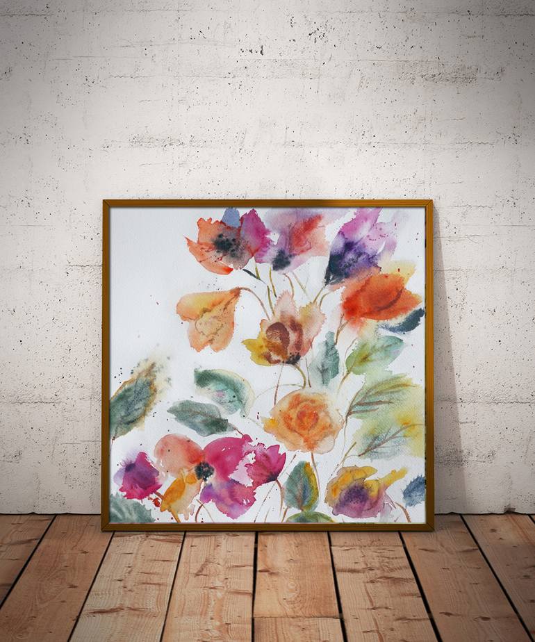 Original Abstract Botanic Painting by Eva Nev