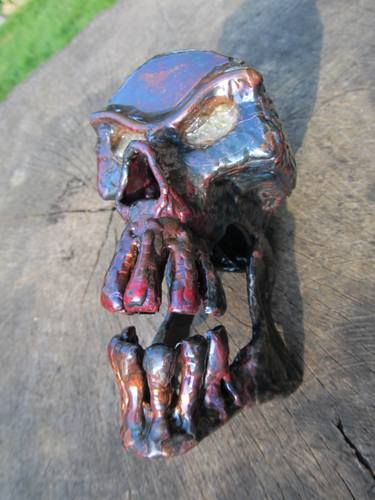 Large Jaw Welded Copper Skull thumb