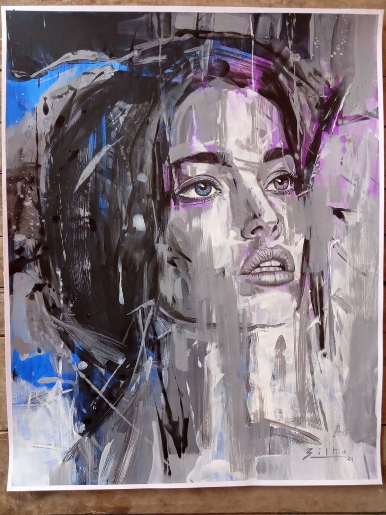 Original Abstract Portrait Painting by Biltu Ghosh