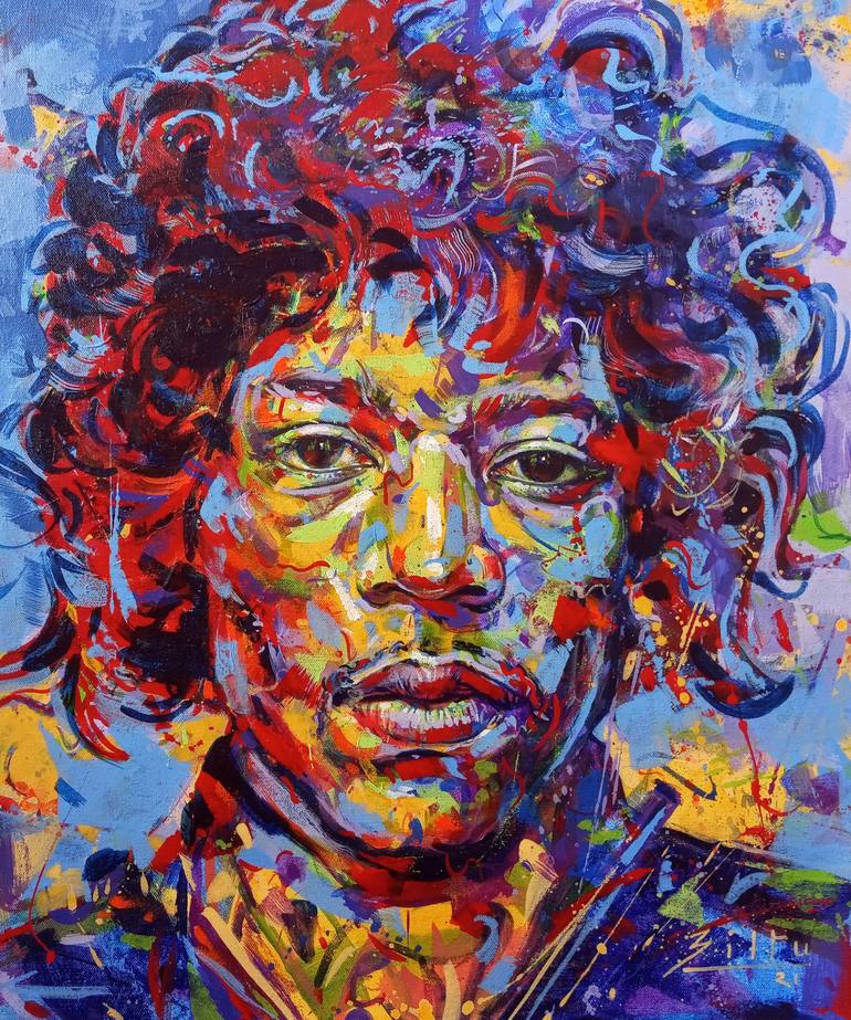 Jimi Hendrix II Painting by Biltu Ghosh | Saatchi Art