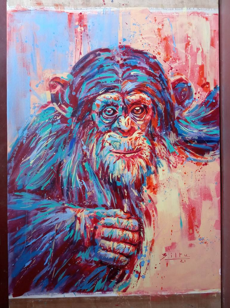 Original Abstract Animal Painting by Biltu Ghosh