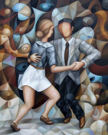 Original Cubism People Paintings by Alex Lavrov