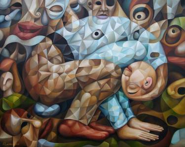 Original Cubism People Paintings by Alex Lavrov