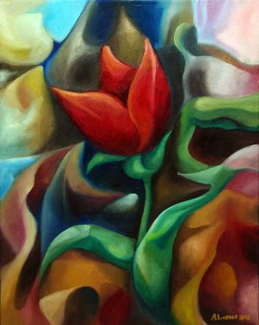 Print of Cubism Floral Paintings by Alex Lavrov