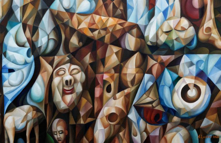 Original Cubism Science/Technology Painting by Alex Lavrov