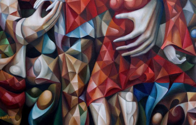Original Cubism Love Painting by Alex Lavrov