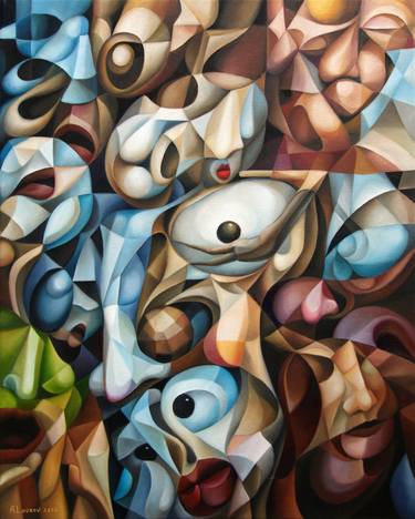 Print of Cubism People Paintings by Alex Lavrov