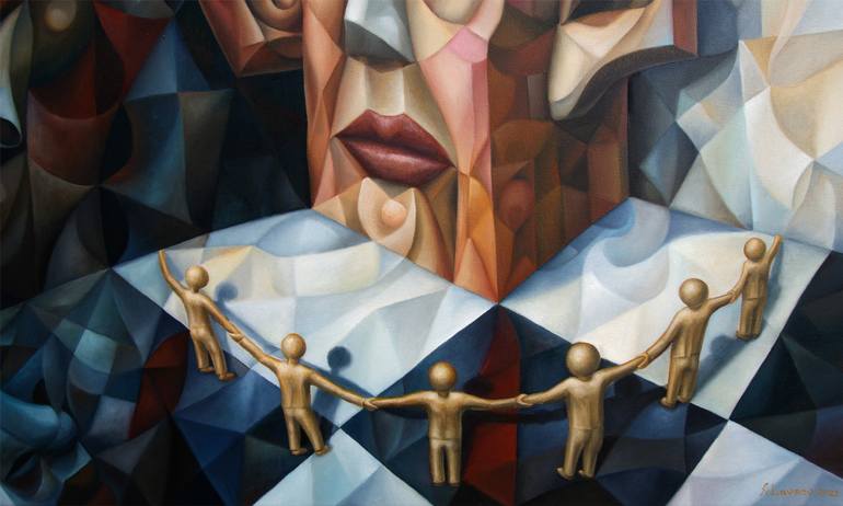 Original People Painting by Alex Lavrov