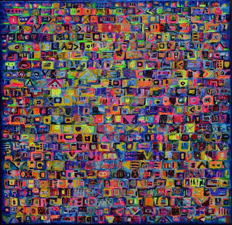 DNA code blue ( painting no 1015) Painting by Krzysztof Pajak | Saatchi Art