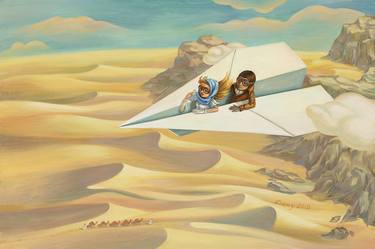Original Illustration Airplane Paintings by Dany Paragouteva