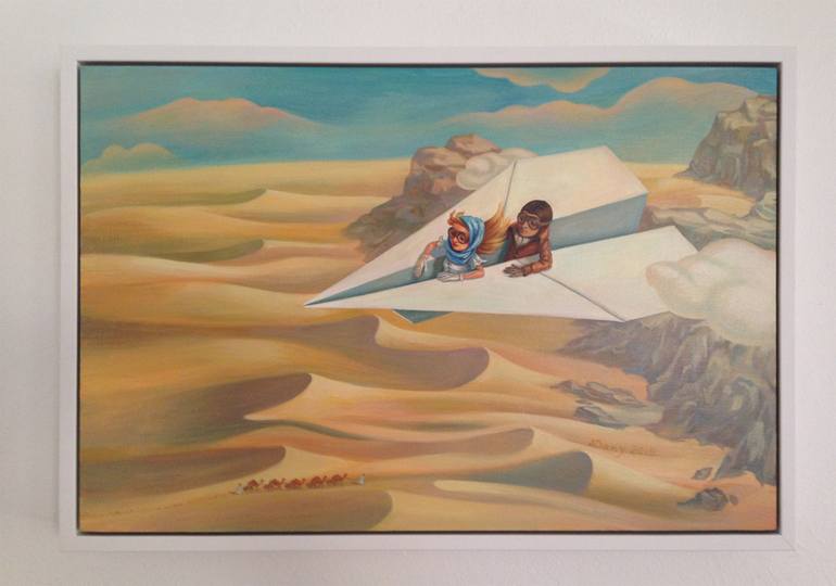 Original Illustration Airplane Painting by Dany Paragouteva