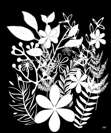 Flowers For You Graphic Design Black and White thumb