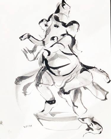 Saatchi Art Artist Vidya Rani Alur Silina; Drawings, “Ganesha and the dance” #art