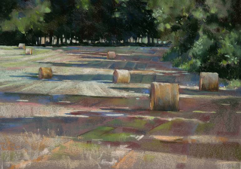 Hay Bales Evening Painting By Peter Thomas Saatchi Art