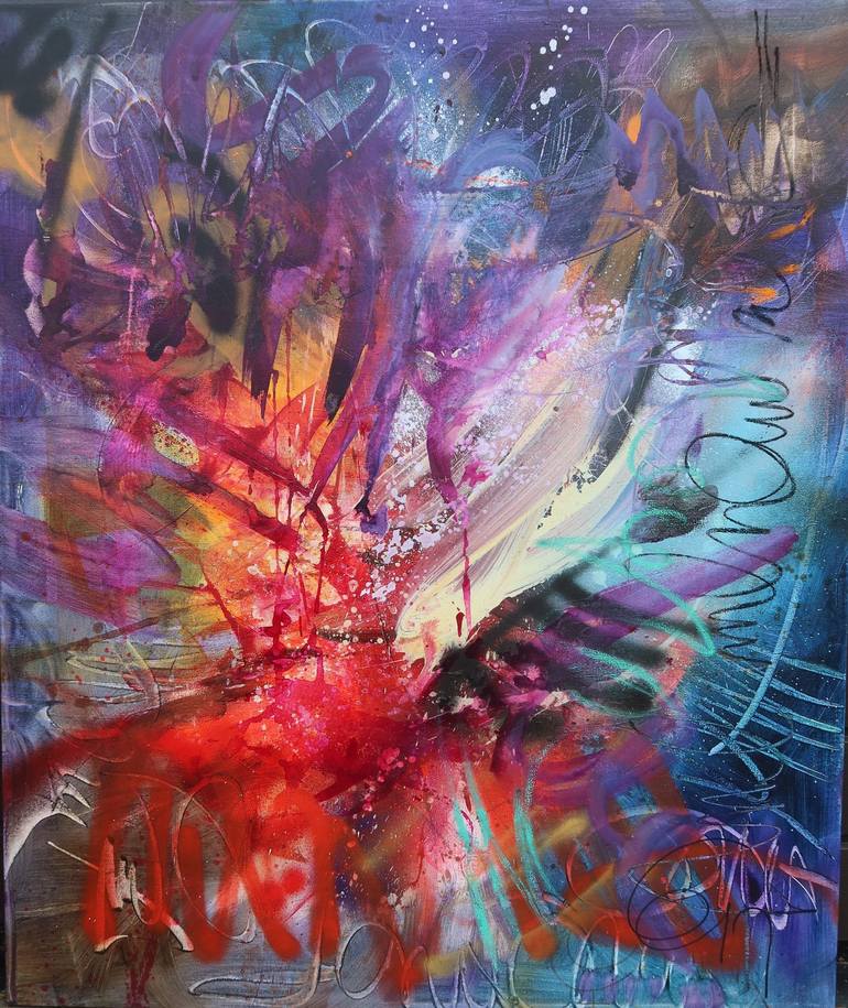 Original Abstract Expressionism Abstract Mixed Media by Carine Van Hee
