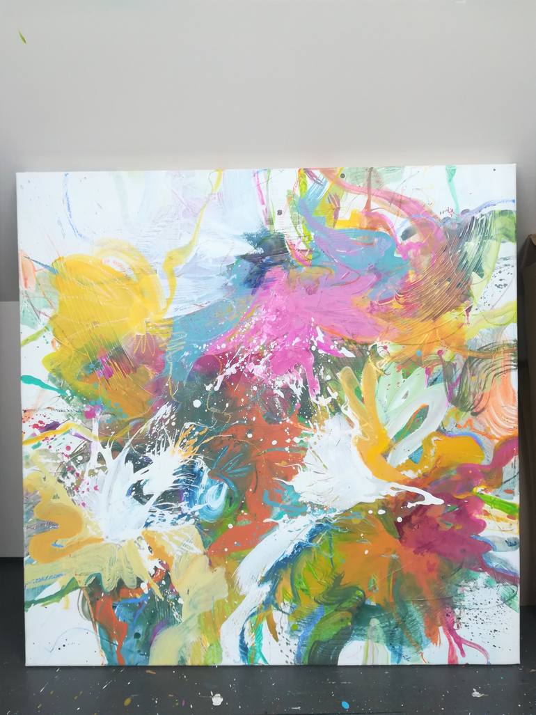 Original Abstract Floral Painting by Carine Van Hee