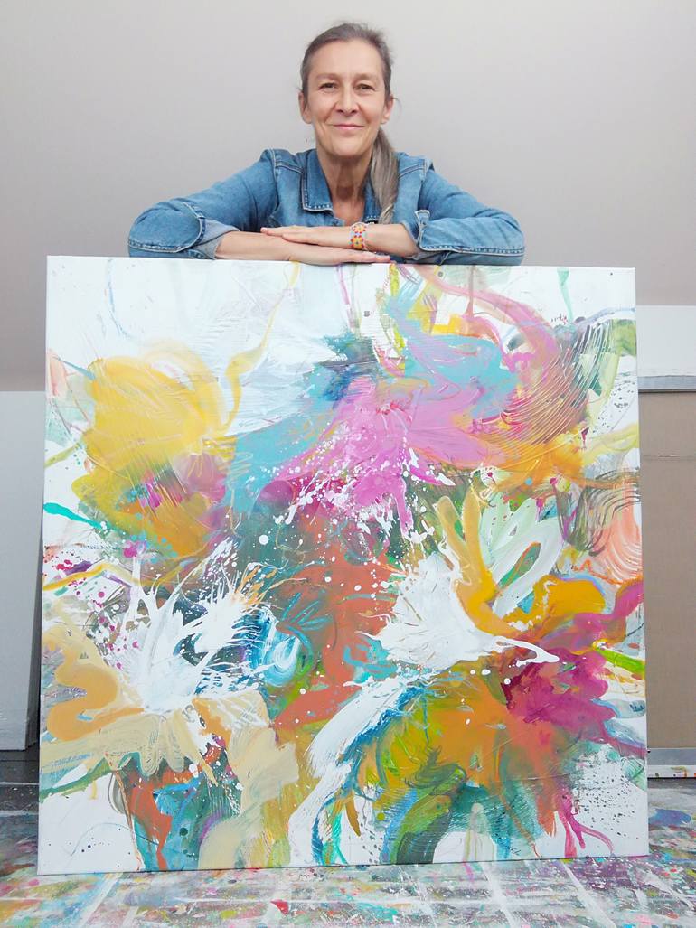 Original Abstract Floral Painting by Carine Van Hee